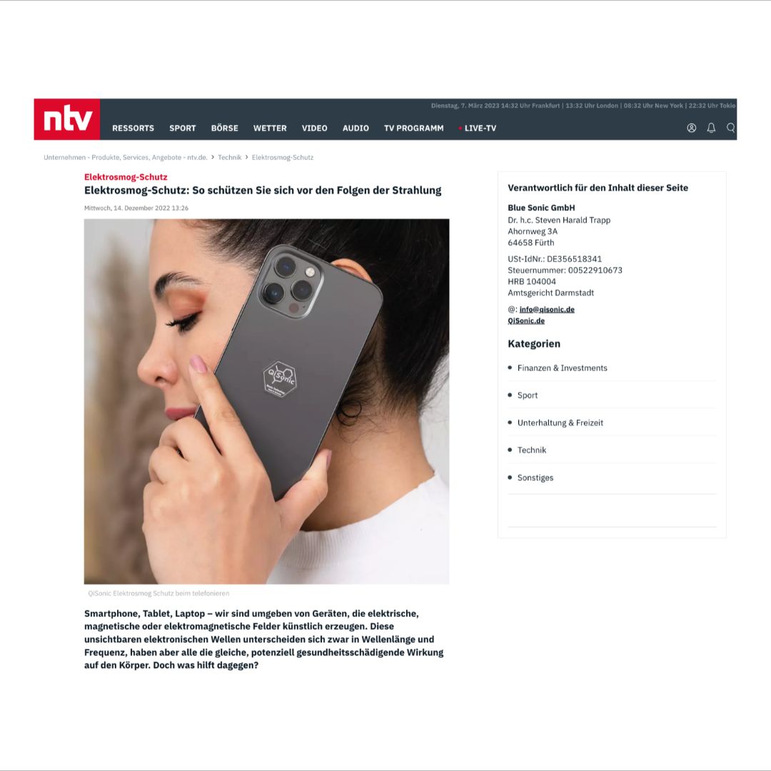Ntv Artikel: Schützen Sie sich mit dem innovativen Elektrosmog Schutz vor den Auswirkungen des Elektrosmogs