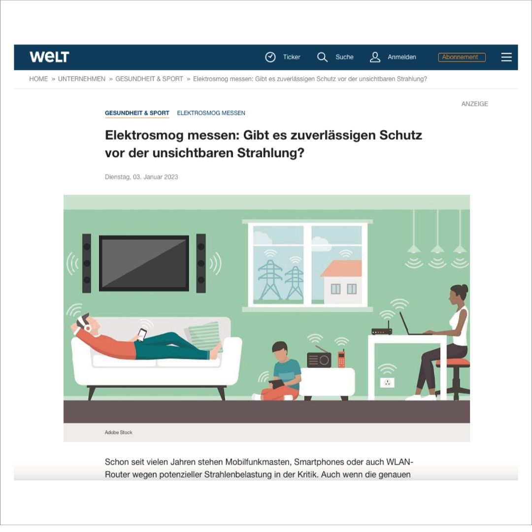 Welt.de Elektrosmog messen und reduzieren: Innovative Technologie von QiSonic bietet Schutz vor Strahlenbelastung