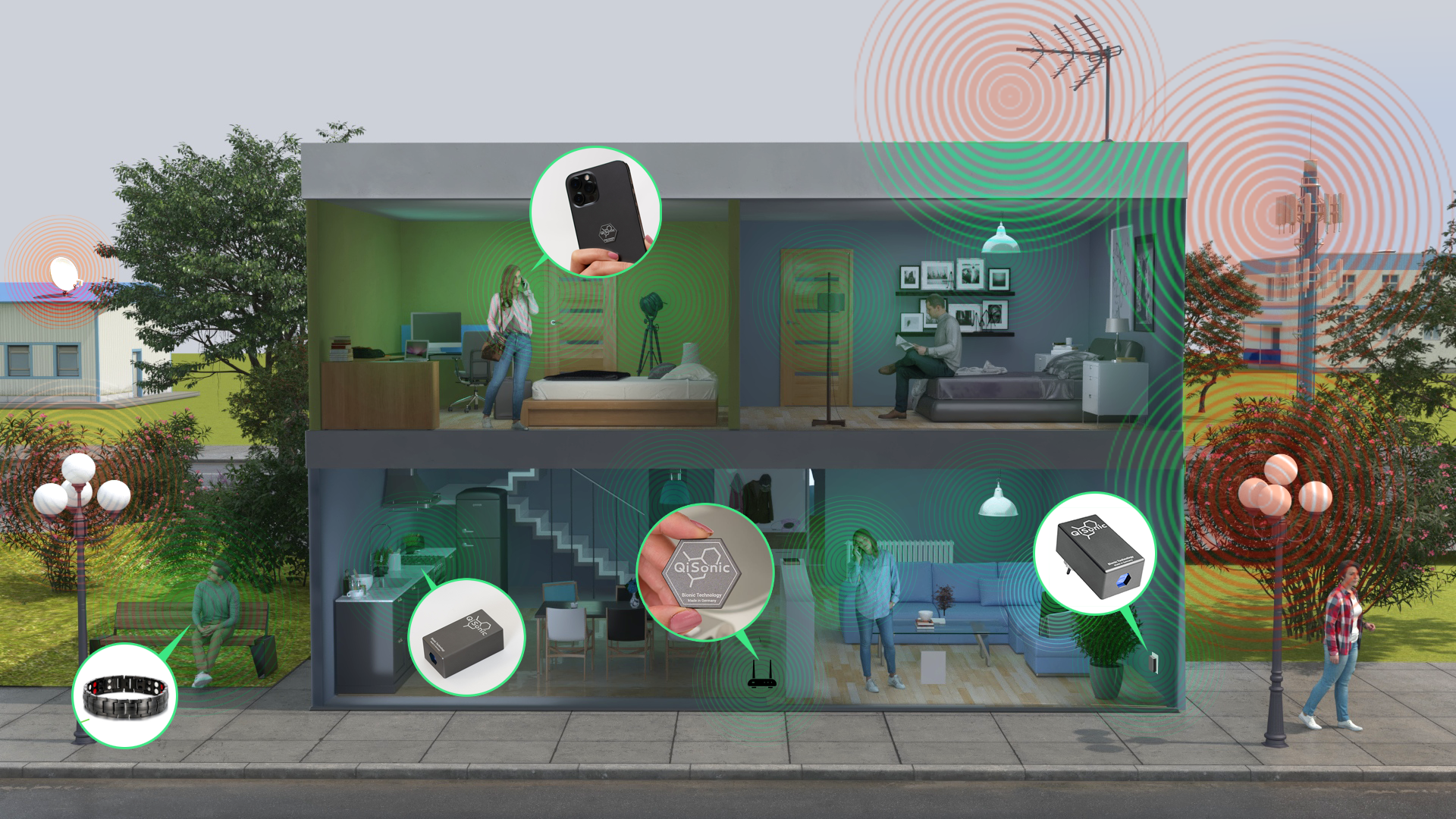 Ansicht von einem Haus, dass vor Elektrosmog geschützt ist